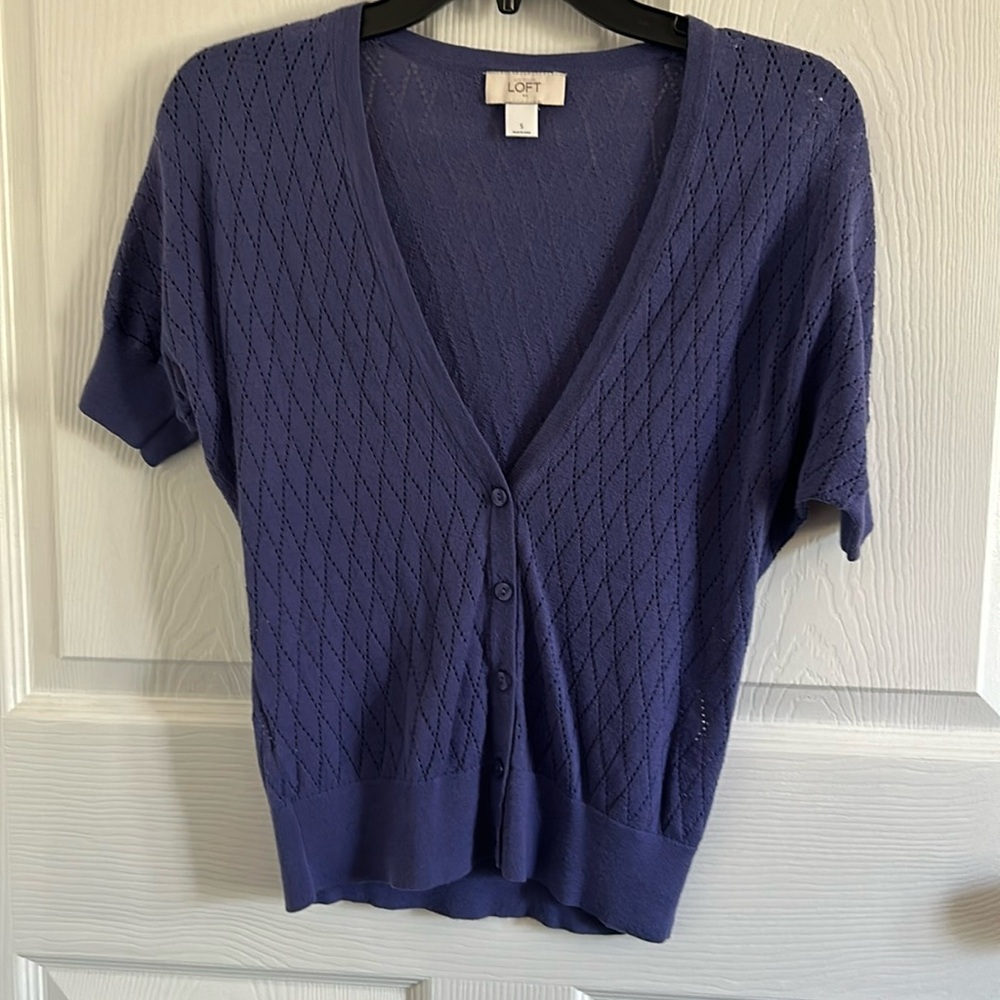 LOFT Ann Taylor short sleeve button v-neck knit cardigan - Size Small